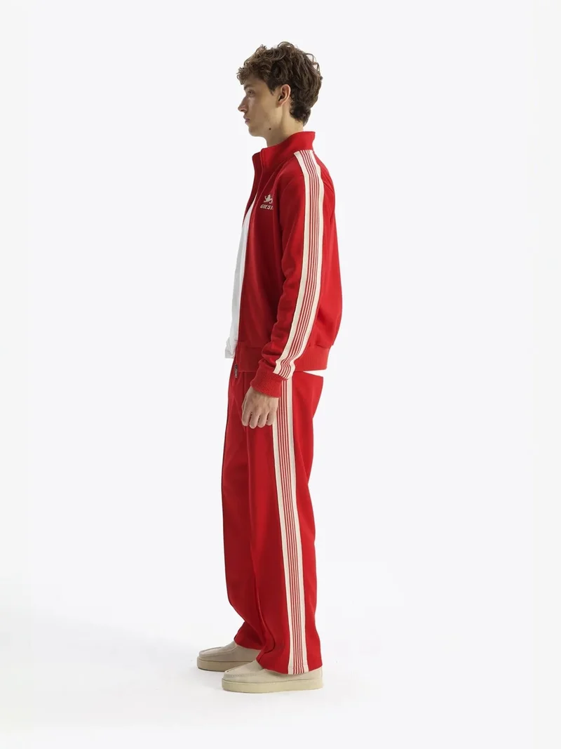 Giesto Red GIESTO Striped Zippered Half Turtleneck Sweatshirt for Men | Best Price UAE